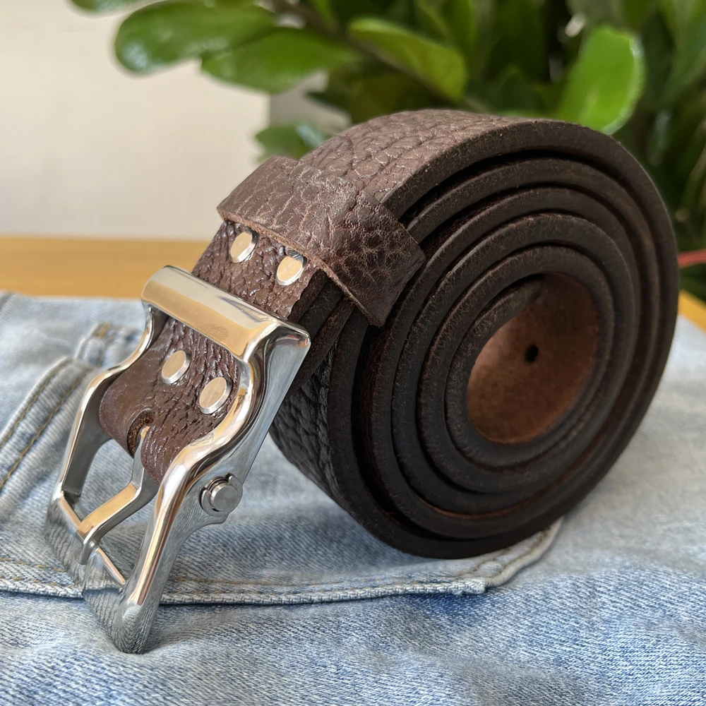 

Extra thick belt with stainless steel buckle jeans wide 7-hole belt box packaging gift genuine leather thickened belt for men