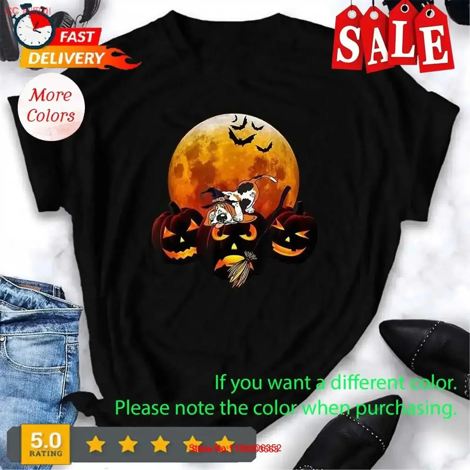 Funny Basset Hound Dog And Moon Halloween Costume Lover T Shirt vintage Washed homme Soft fashion Breathable Versatile Unisex