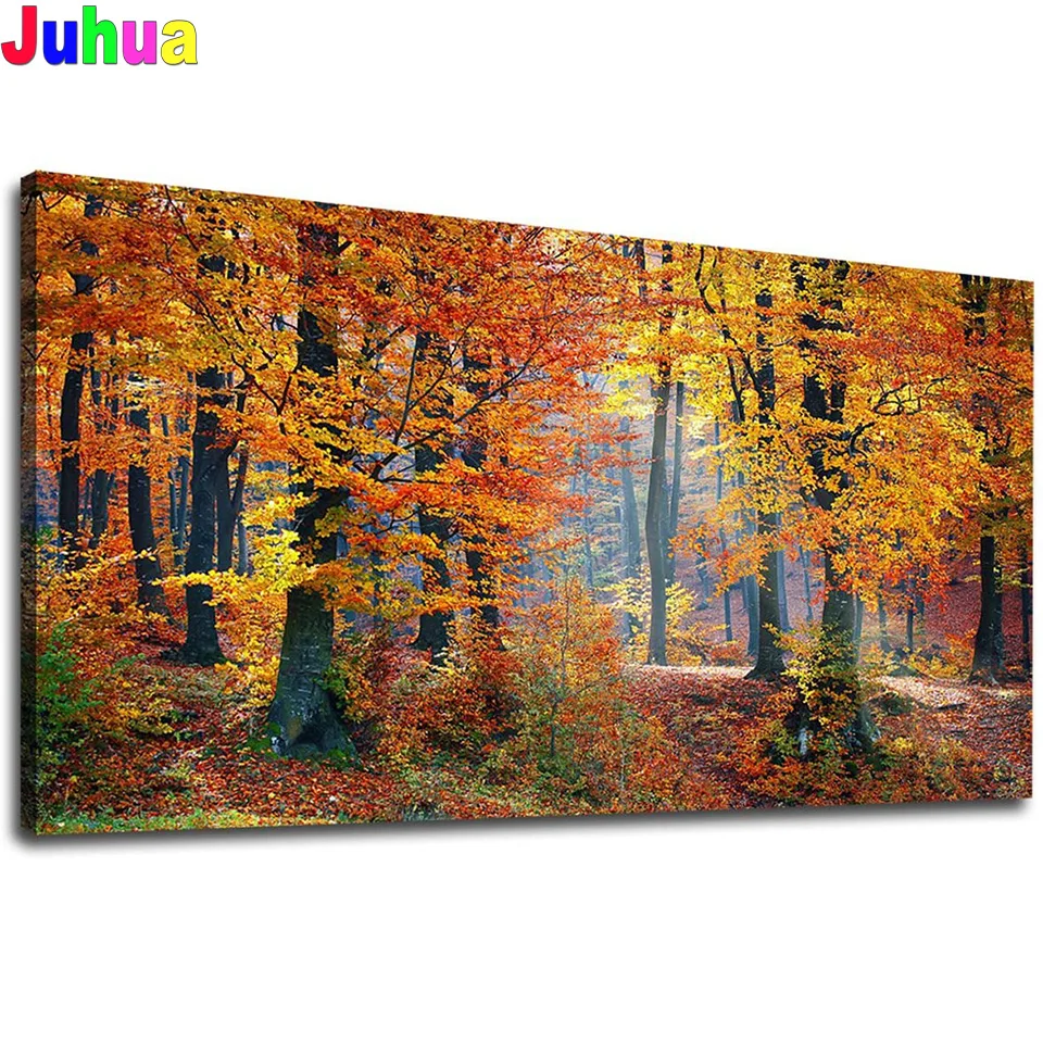 Forest Autumn Woods DIY Diamond Painting Full Square Round Drill Mosaic Diamond Embroidery Sale Cross Stitch Wall Art,2021 New