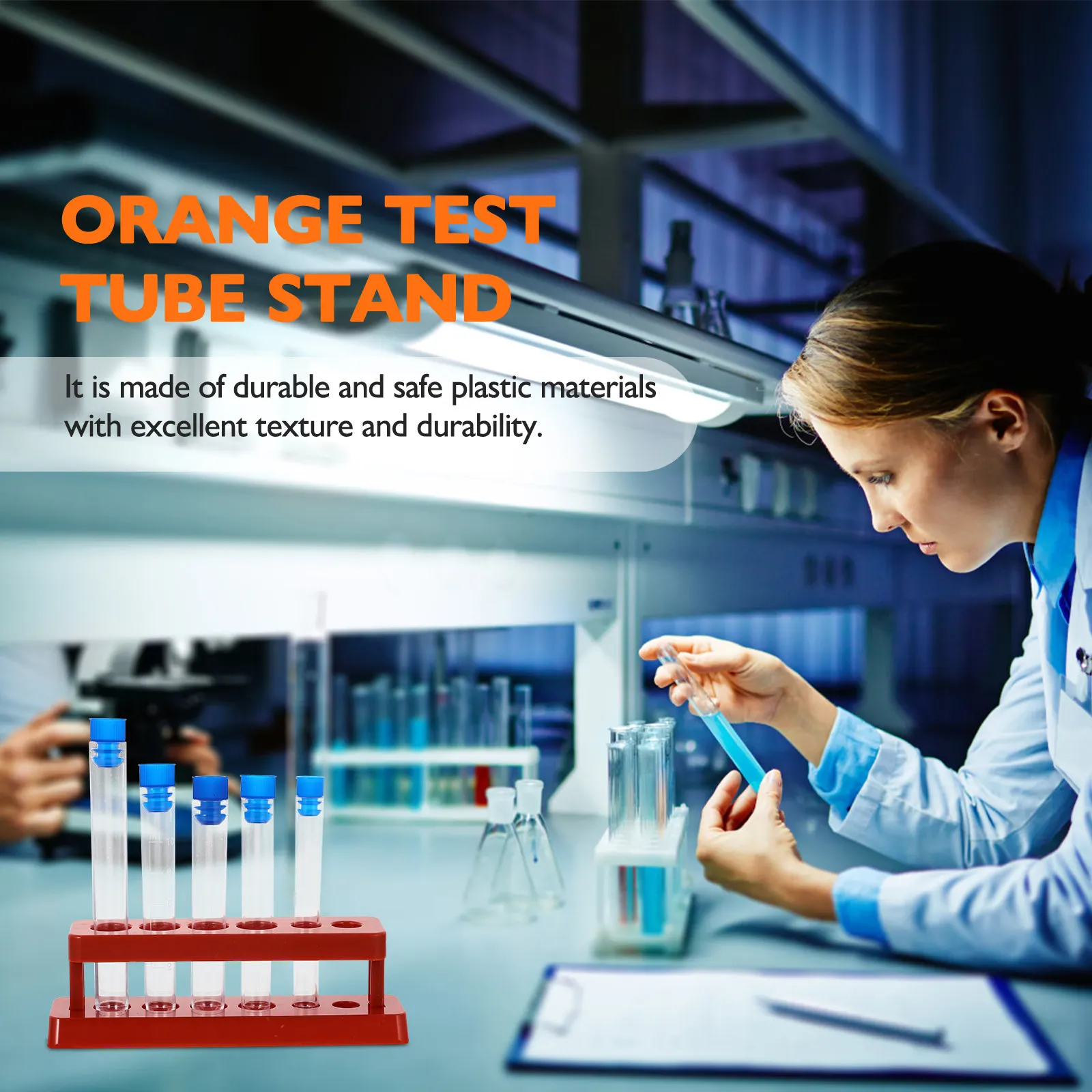 5Pcs Test Tube Rack Set Clear Plastic Test Tubes Leakproof Lids Laboratory Experiment Small Transparent Tubs for Liquids view 4