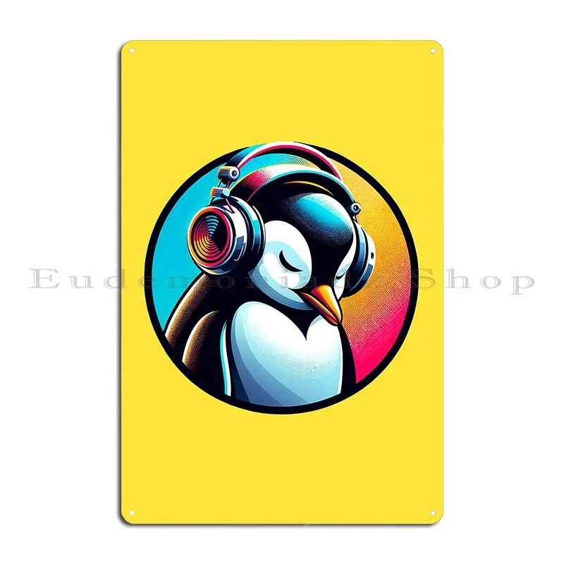 Groovy Penguin Music Lover S Delight Metal Sign Wall Decor Pub Wall Decor Cinema Customized Tin Sign Poster