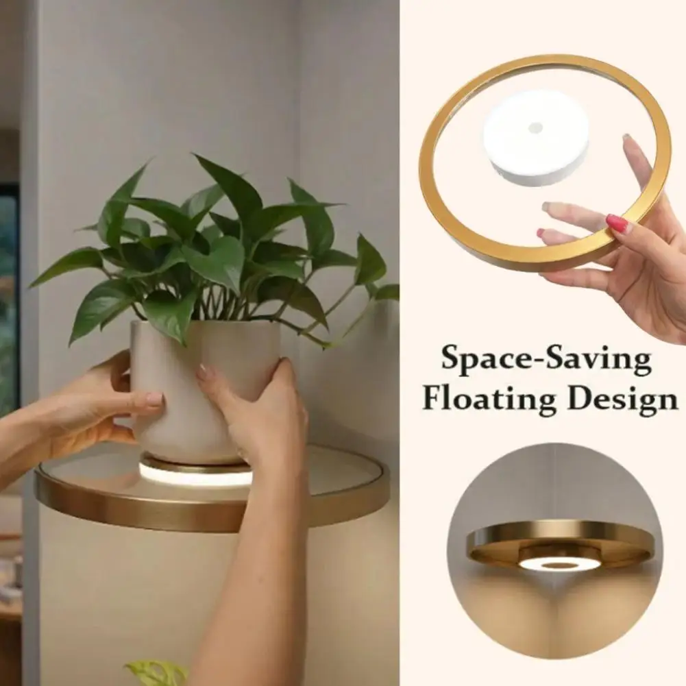 Wall Mounted Floating Wall Shelf Built‑in LED Lights Invisible Bracket Display Rack Nordic Minimalist Space‑Saving Storage Decor