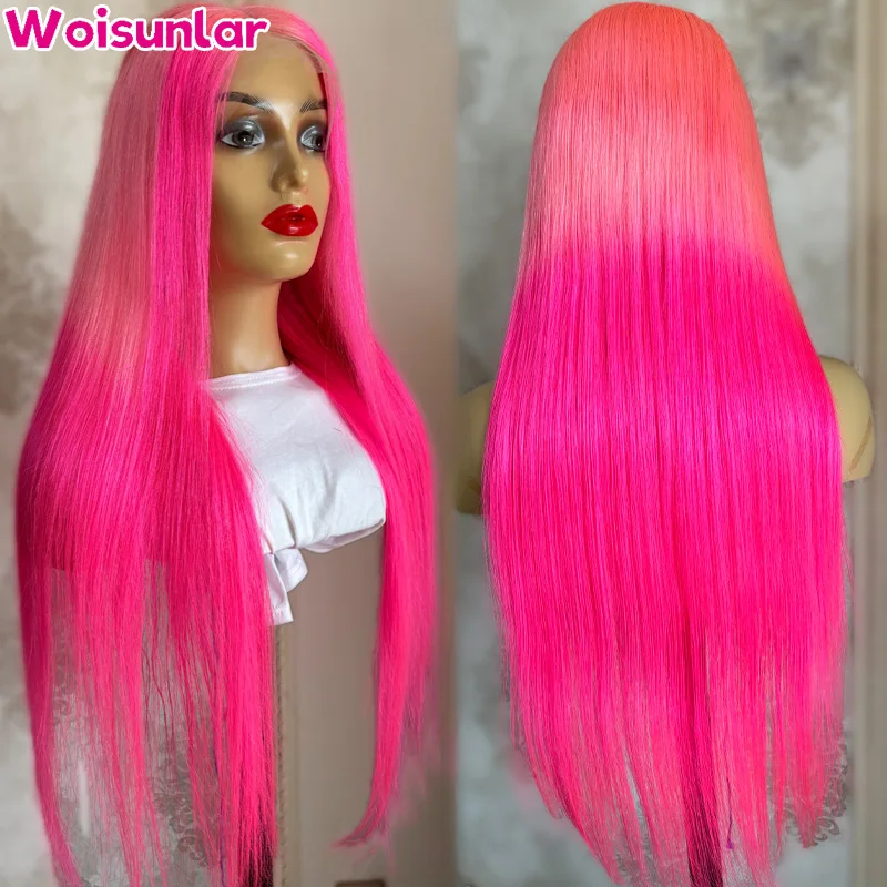 

Ombre Light Pink 613 Body wave Pre Plucked 13X4 13X6 Transparent Lace Front Wig 180% density Straight Human Hair Wigs For Women