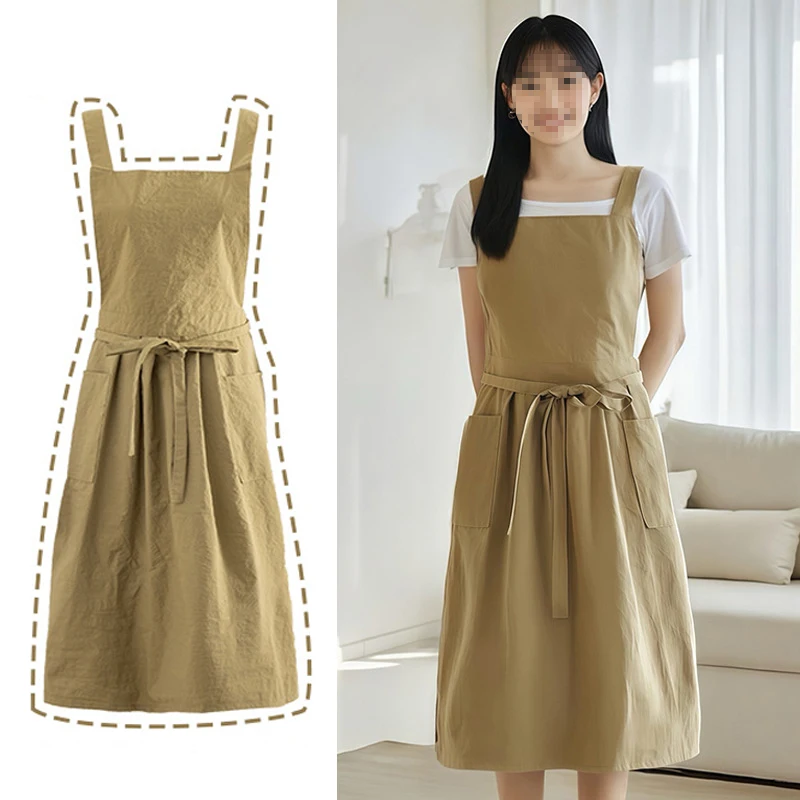 

New Korean Household Kitchen Adult Waist Apron Waterproof Oil Resistant Cooking Chef Workwear for Catering Waiter Work Clothes