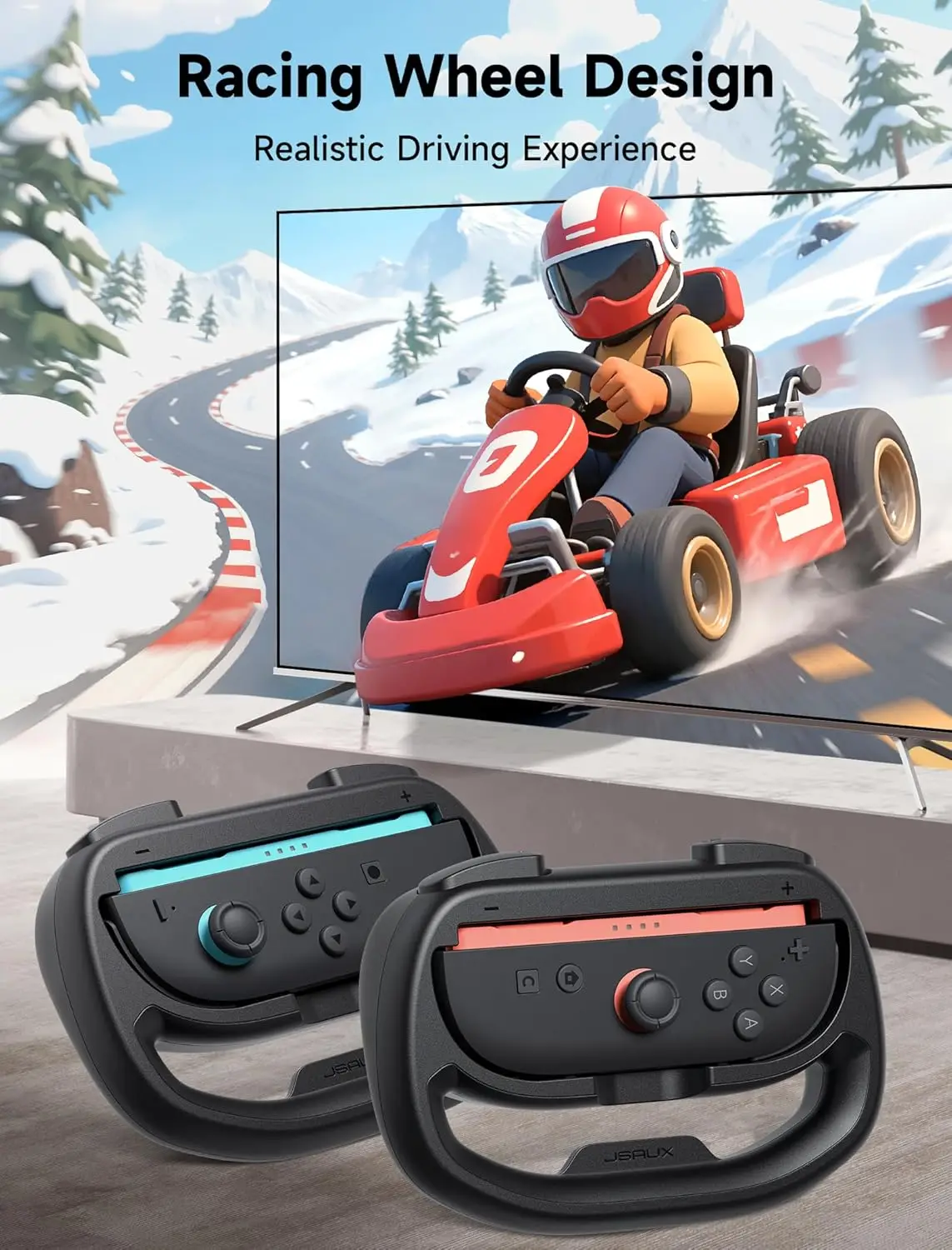 عجلات قيادة لوحدة تحكم نينتندو سويتش 2 JoyCon، متوافقة مع ماريو كارت 9/8 ديلوكس، ملحقات وحدة التحكم سويتش 2