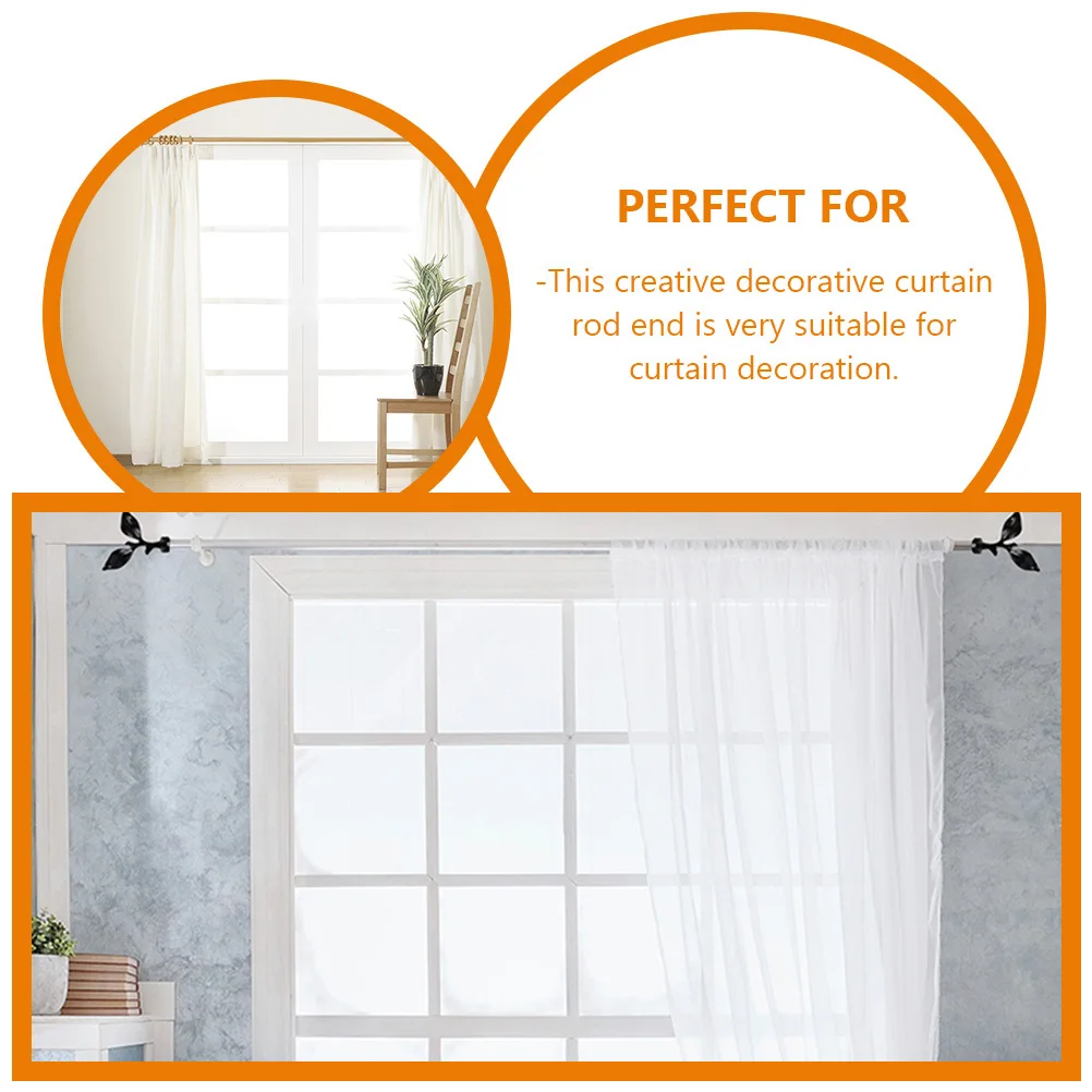 

4Pcs Iron Curtain Decorative Accessories Creative Design Strong Home Decor Curtain Rod End Decorative Roman Rod End
