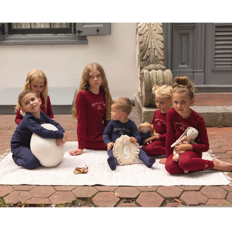 Ali Plus AW26 Maison du Café Collection girls and boys baby pajama and nightgown