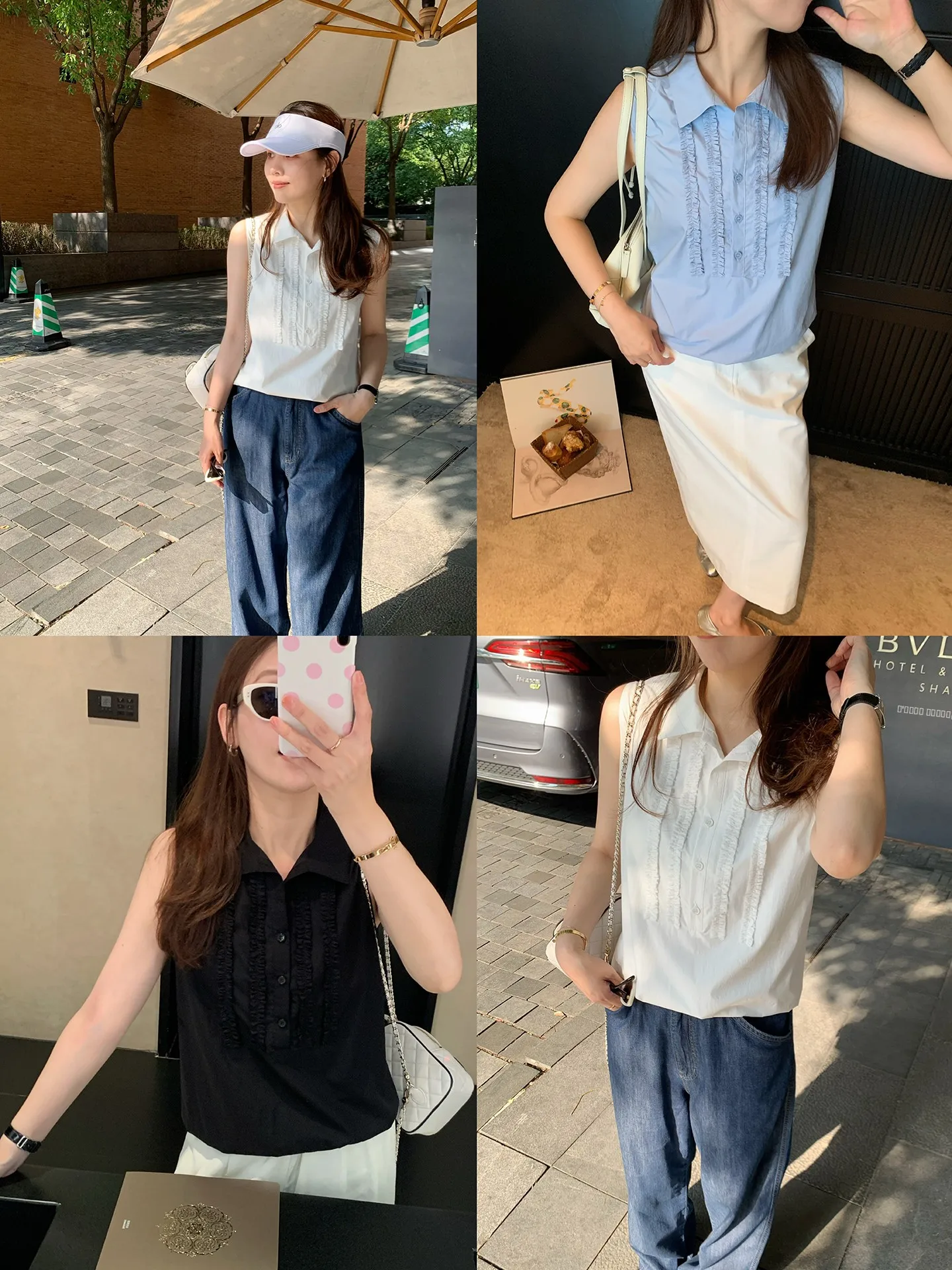 

Женская летняя тонкая рубашка из хлопковой смеси Landbeige с воротником, однотонная, на пуговицах, в корейском стиле