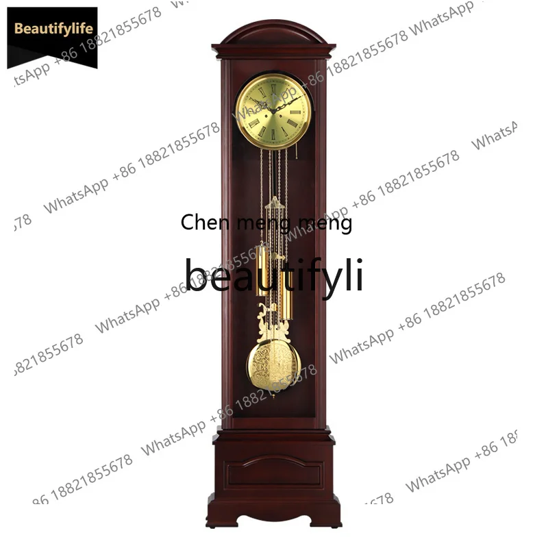 GG Home Living Room Solid Wood Retro Mechanical Movement Large Floor Clock New Model