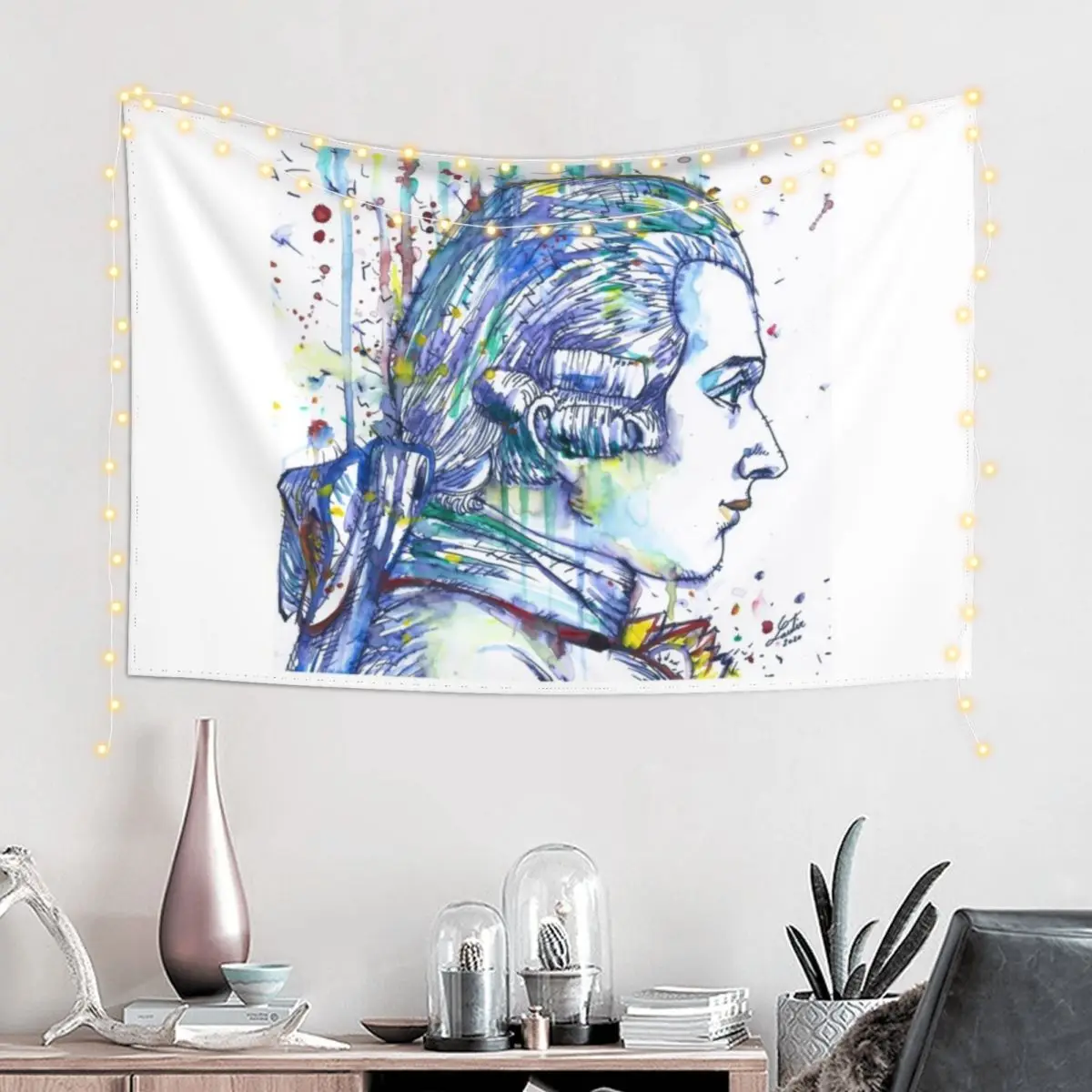 MARQUIS DE SADE watercolor and ink portrait Tapestry Custom Room Decor Korean Style Aesthetic Room Decor Korean Tapestry