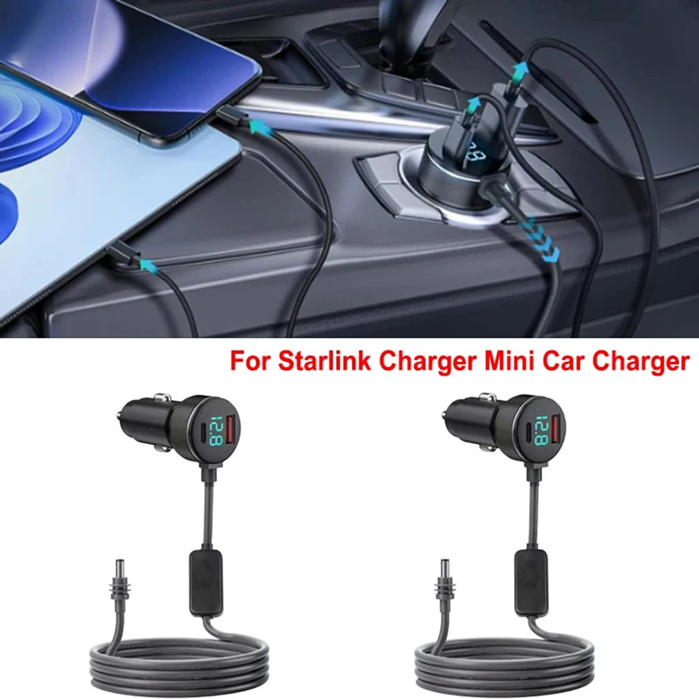 3-in-1 Car Power Cord For Starlink For Mini With .0 30W And PD3.0 30W USB Ports For 12V To 24V DC Power Systems