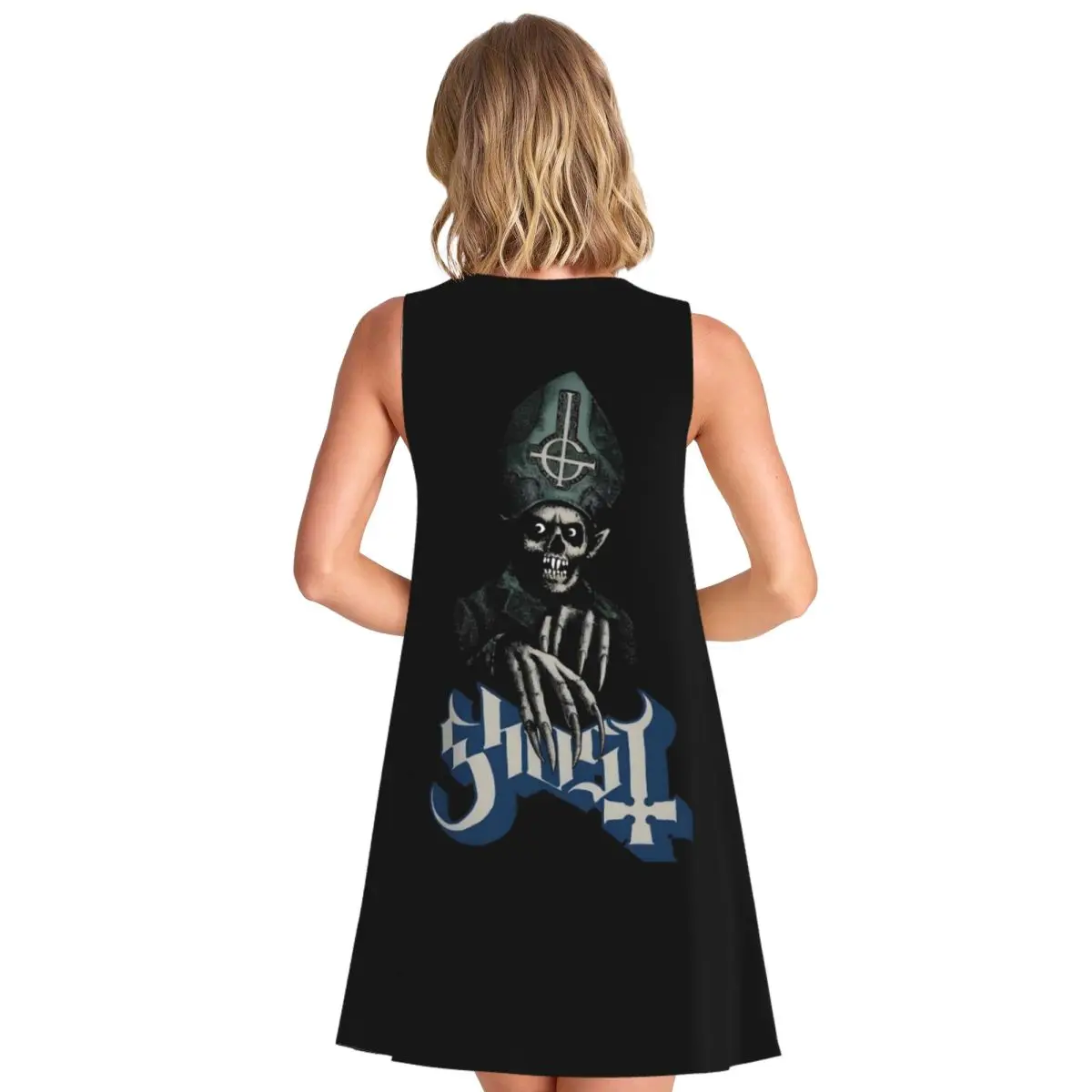 Benutzerdefinierte G-Ghosts Heavy Metal Band Rock Damen ärmelloses Kleid für Strandreisen Strand lässig ärmelloses beliebtes Kleid