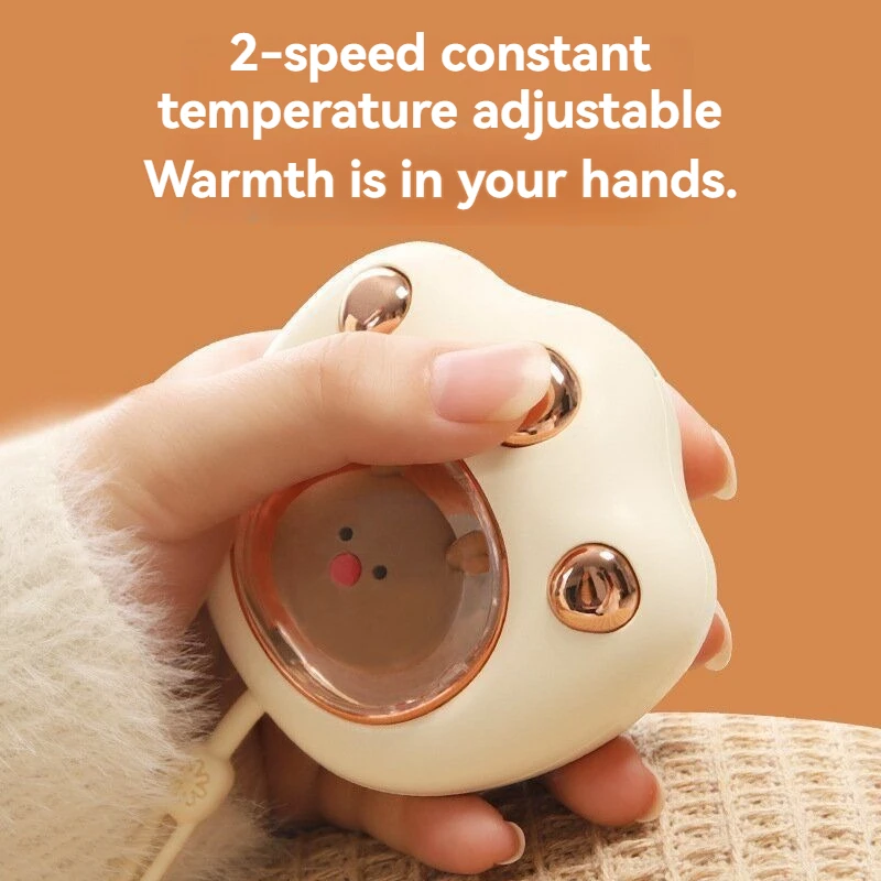 1200mAh USB Rechargeable Hand Warmers Explosion-proof Cartoon Heaters 2-gear Temperature Adjustment for Winter Outdoor Traveling