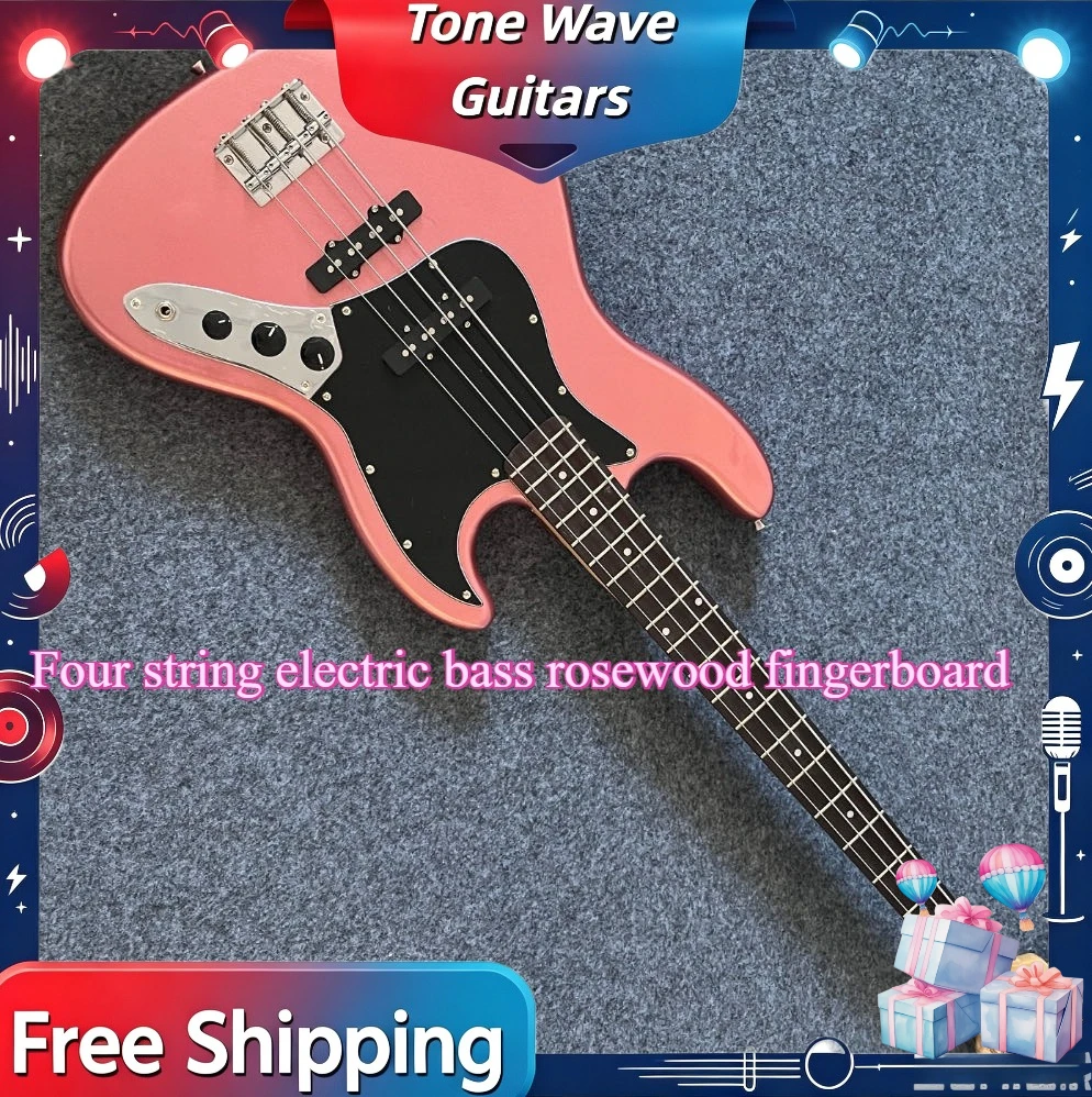 Hot 2026 SQ-J-bass  Electric Guitar Metal Powder Double Pickup Four String Electric Bass Mahogany Body Beginner Free Shipping