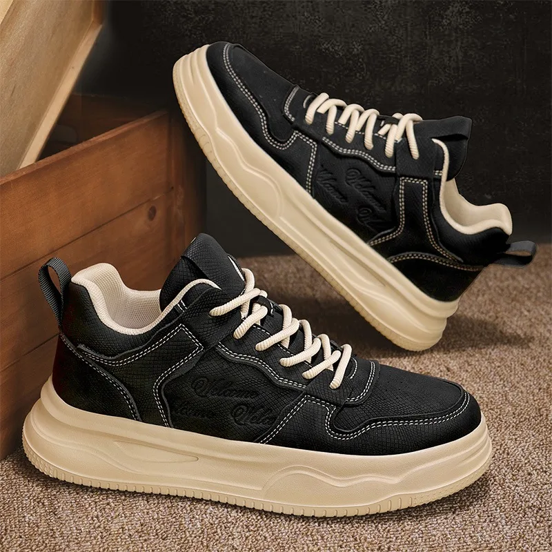 

Новые мужские кроссовки 2026 года: модные низкие кеды для скейтбординга на шнуровке, на платформе, повседневная уличная обувь для мужчин, вулканизированные кеды