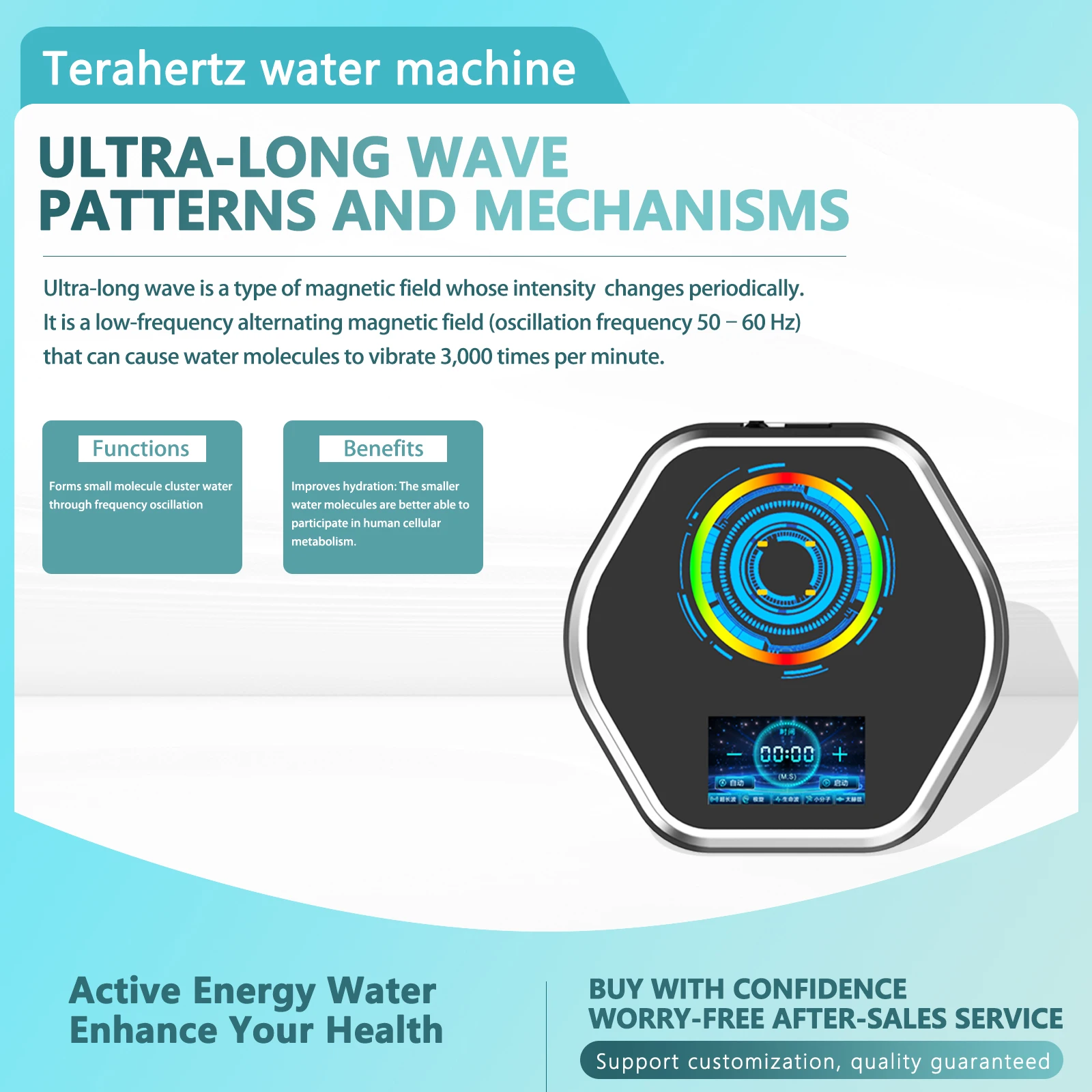 

Машина для здоровой воды с 4-мя продвинутыми моделями Iteracare Terahertz Многофункциональная производственная водородом Полимерная энергетическая вода для вас