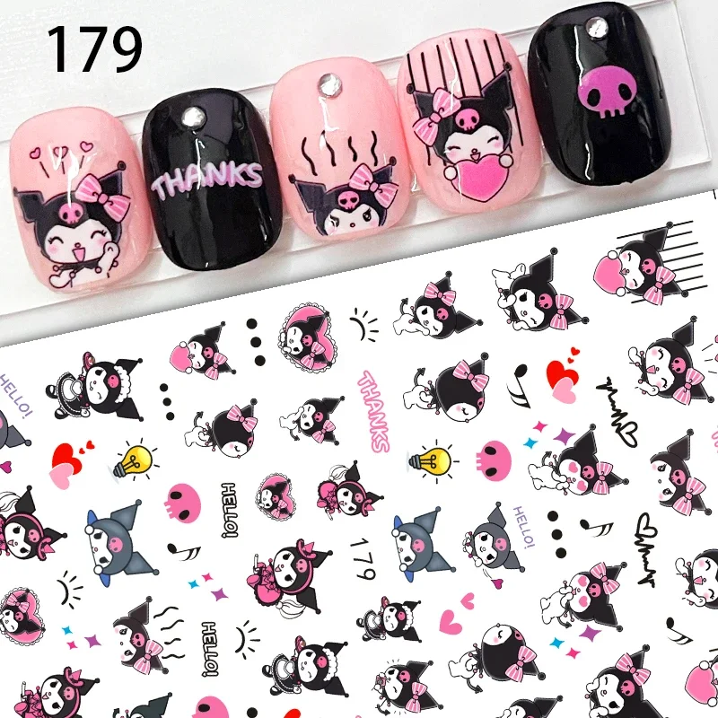 1PCS New Cartoon Sanrio Family 3D Hello Kitty Nail Stickers Anime Sticker Kuromi Melody Nail Supplies Cute Frog Press On Nails