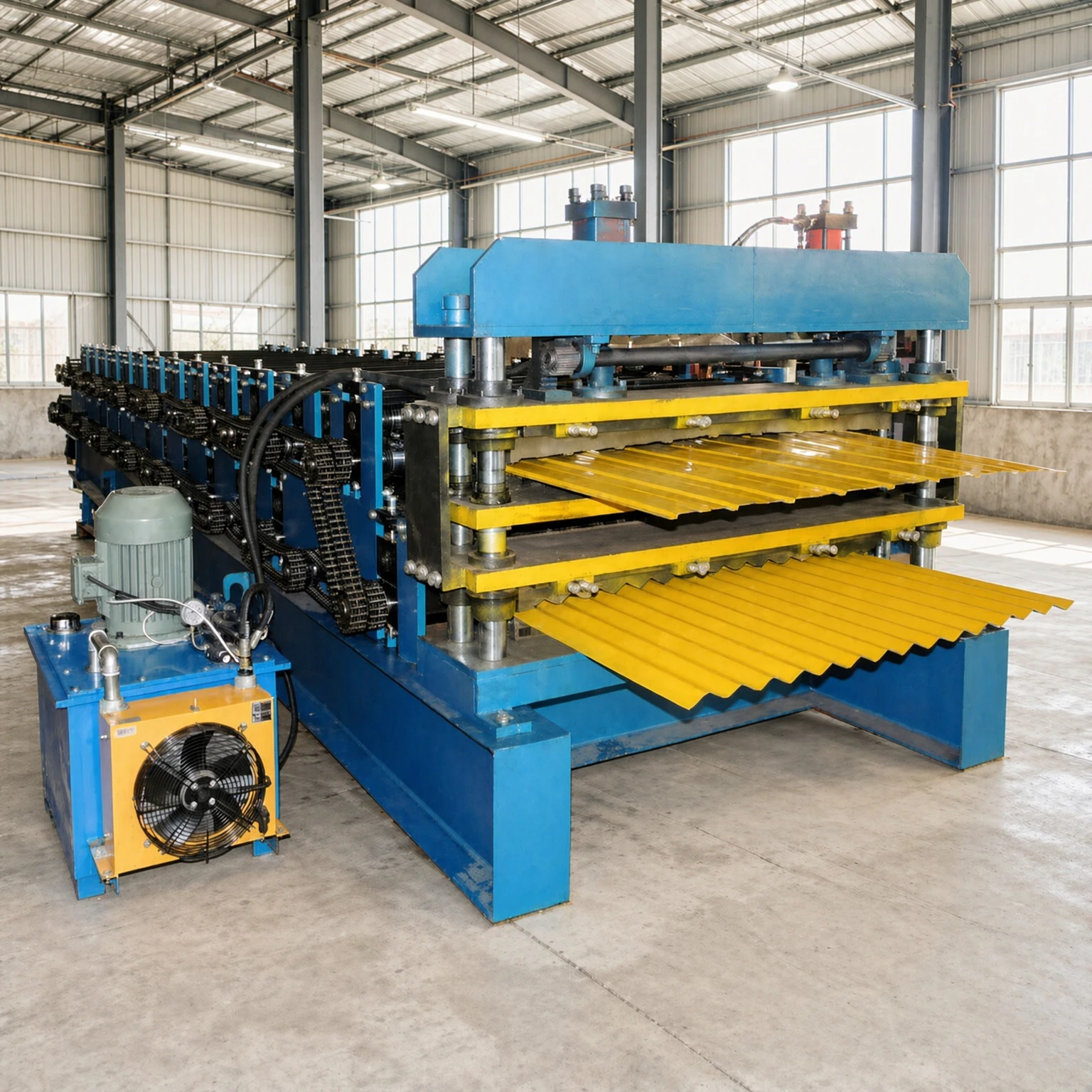 Fully Automatic Double Layer Steel Roof Tile Forming Machine High Speed Corrugated Trapezoidal Panel Production Line
