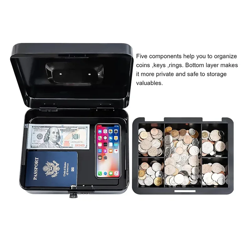 

Metal Money Box, Handheld Money Box Password Cashier Box, Coin Storage Metal Money Box for Adult