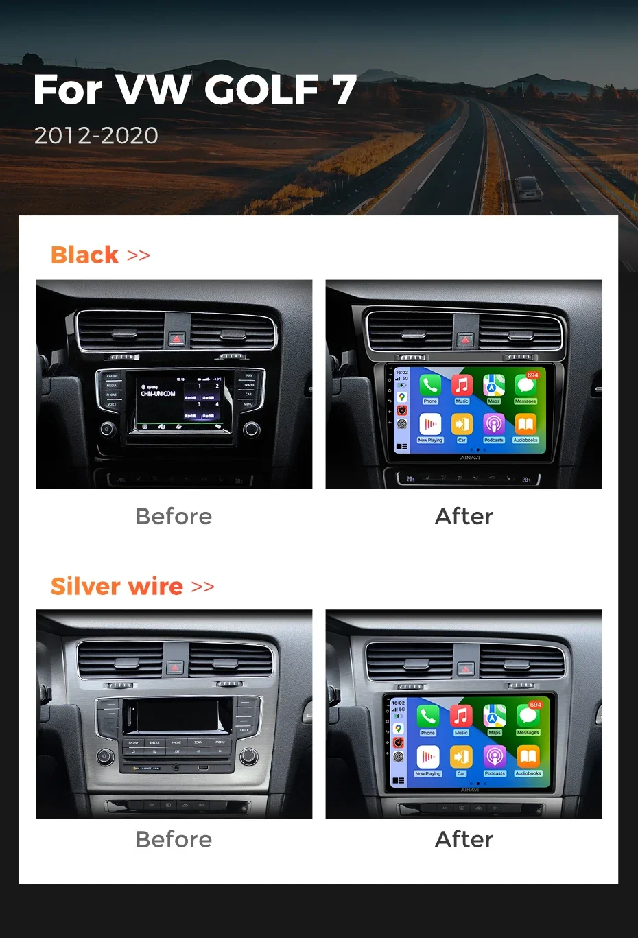 Android 14 For Volkswagen VW Golf 7 MK7 GTI 2011-2021 Car Radio Carplay HD Multimedia Auto Qualcomm GPS Stereo Video Player 2din