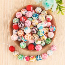 Sunrony 10Pcs/Lot 15mm Print Ball Silicone Beads Round Molar For Jewelry Making DIY Pacifier Chain Accessories