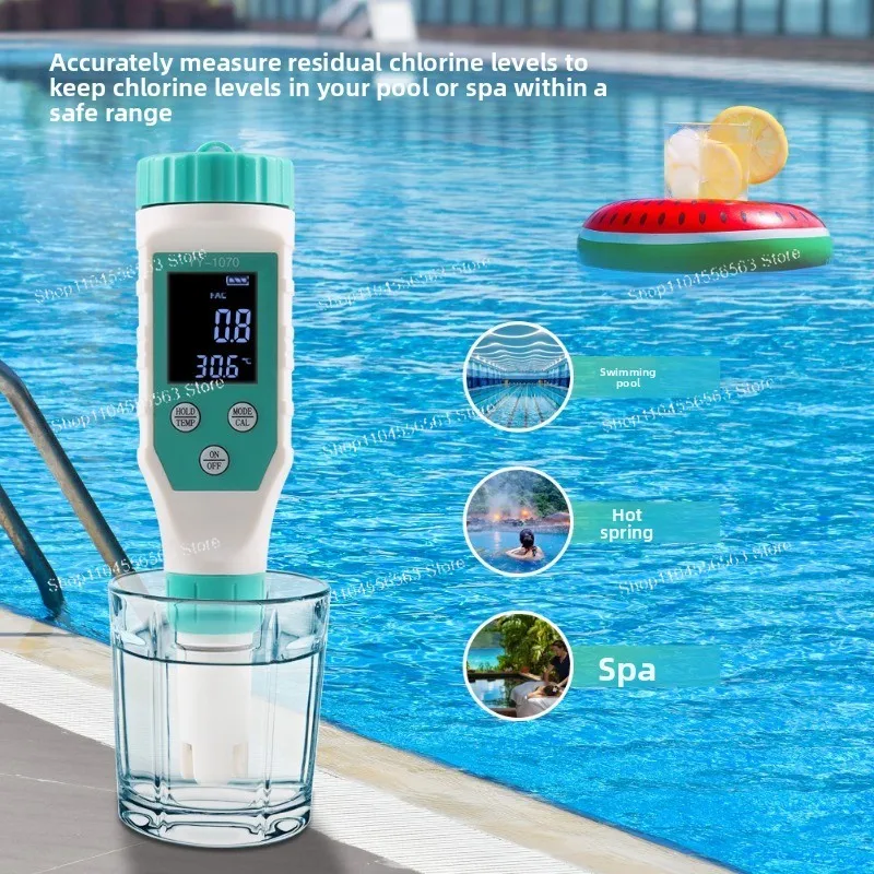 

Высокоточный многофункциональный тестер качества воды — для остаточного хлора в бассейне, бытовой pH и солености аквакультуры