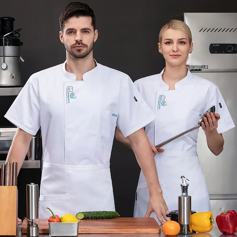 فندق مطعم المطبخ العمل موحدة قصيرة الأكمام سترة الطاهي مخبز المعجنات الشيف الصيف معطف المطبخ الأبيض