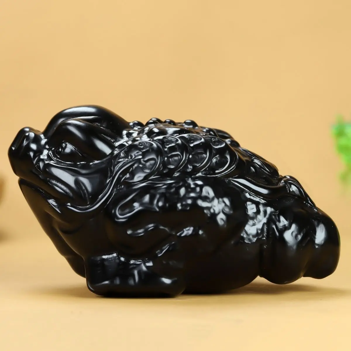 天然黒曜石ヒキガエルの手装飾用家庭菜園ロッククリスタルヒーリングレイキエネルギー彼または彼女へのギフト
