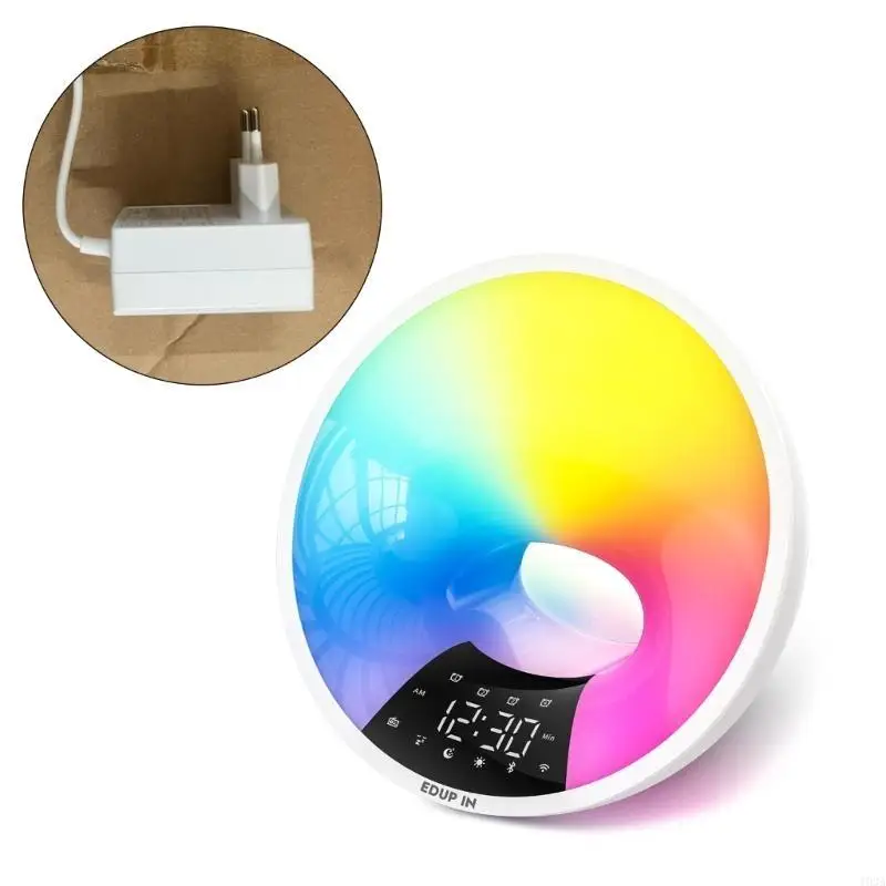 

Alarm Clock Wifis tuya appwake up clock light simulation fmradio Регулируемый свет BluetoothCompatible для дома 193a