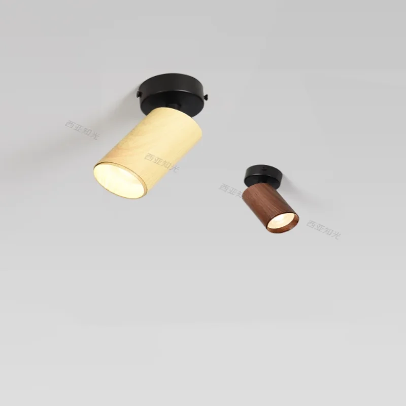 Walnut grain plain mounted spotlights adjustable Angle household small ceiling type track spotlights LED sky lights