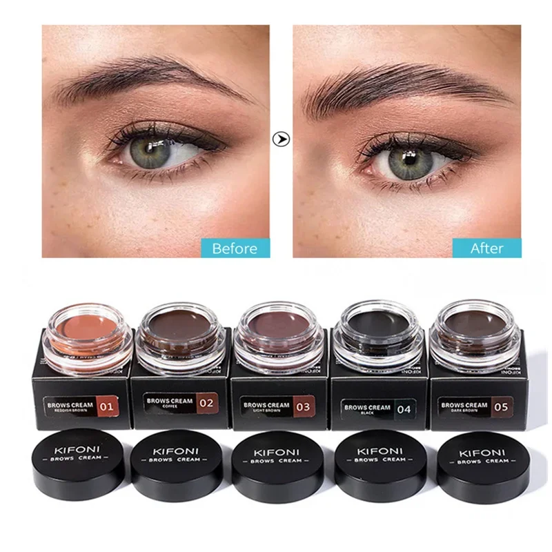 5 Color Eyebrow Cream Enhancers Long-lasting Waterproof Air-cushion Dye Eye Brows Gel Brown Tinted Liquid Eyebrows with Brush