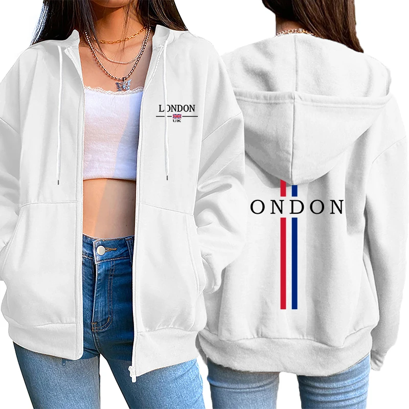 Damen-Strickjacke mit Reißverschluss, modischer Print, Kapuzenpullover, Bestseller, lässiges Sport-Oberteil, vielseitige Streetwear für Damen. – Detail 3