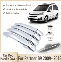 For Citroën Berlingo Peugeot Partner B9 2009~2018 Rustproof Chrome Car Door Handle Cover Accessories Protective Trim 2014 2015