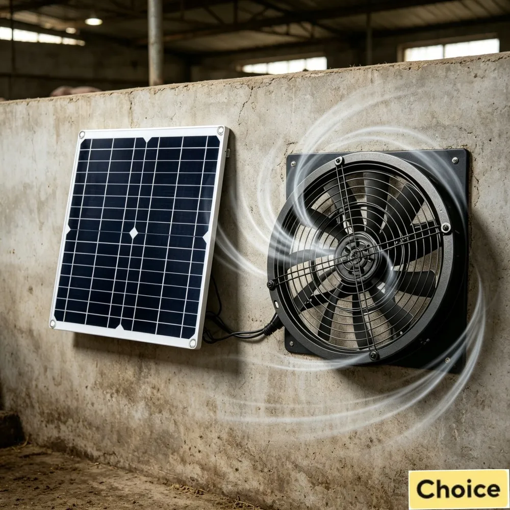

15-25W Install Easily Solar Exhaust Fan Kit Firm Vent Fan for Pig Pen Cattle House Outdoor Storage Cabin