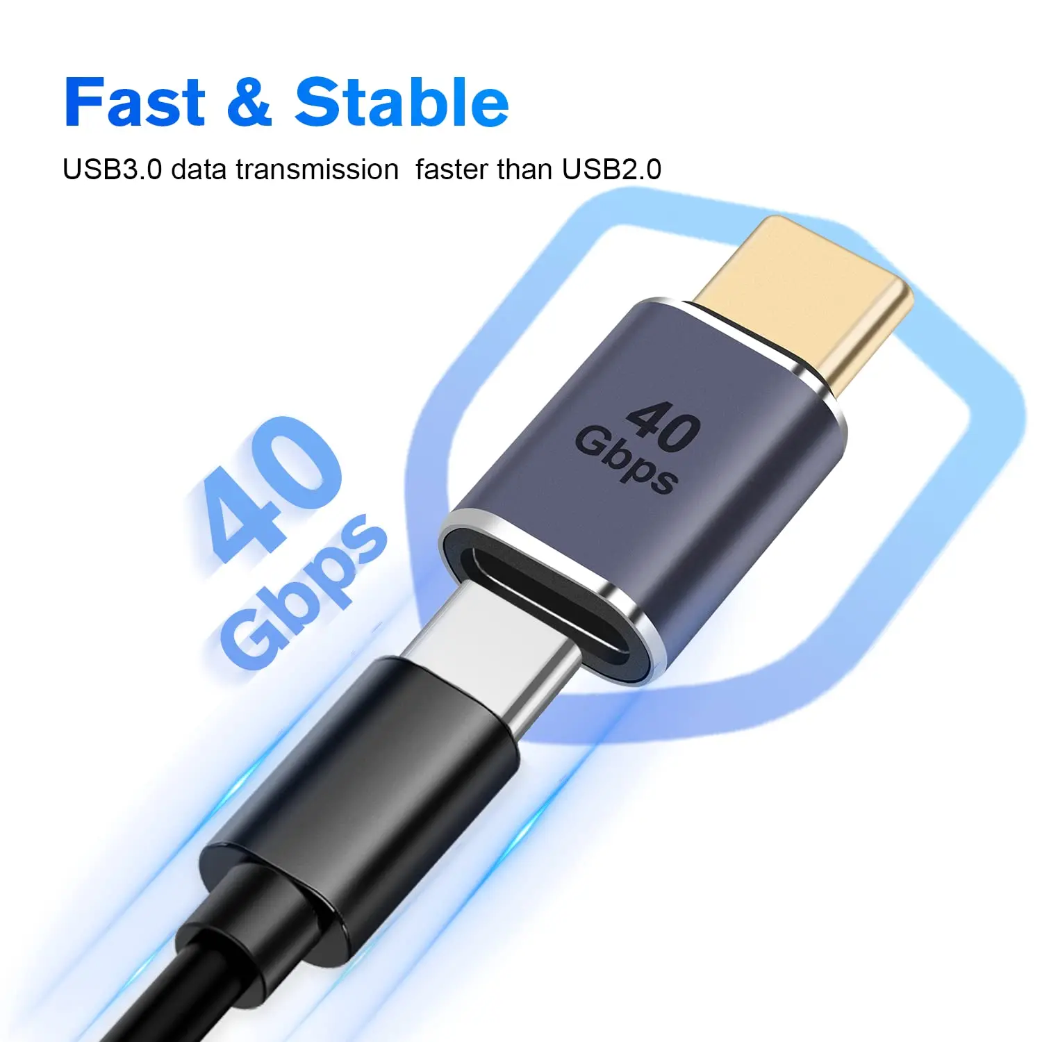 

1PC USB-C 40Gbps Adapter (Male to Female), USB 4.0 Compatible with Samsung, MacBook and More