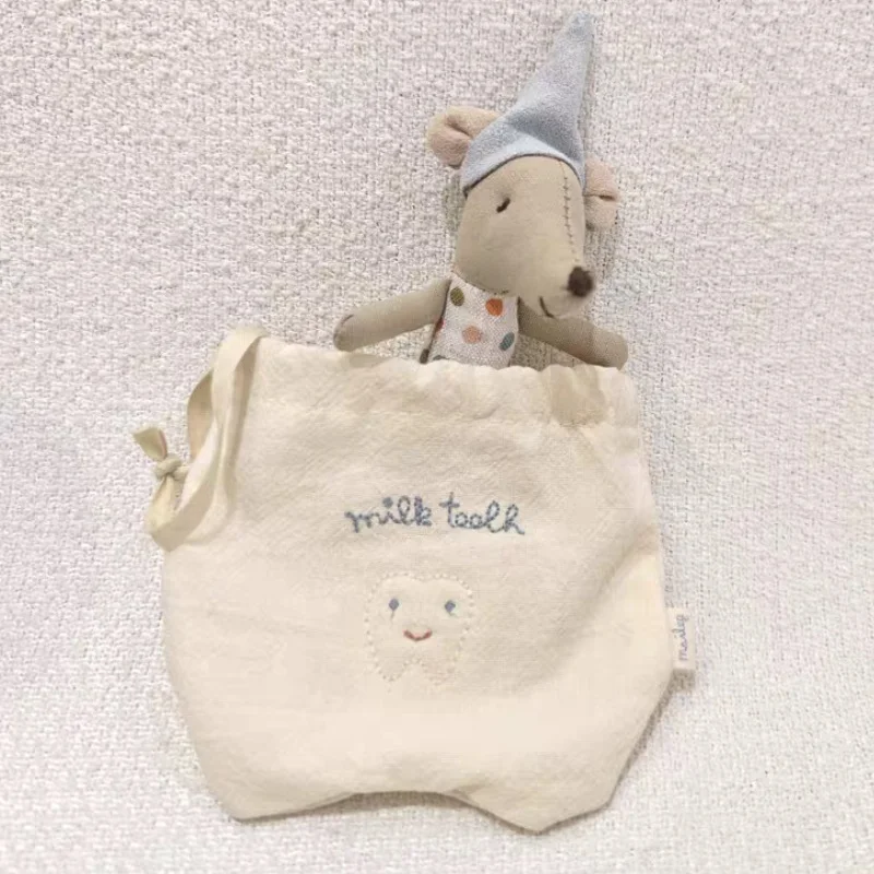 

Little Mice Plush Toy With Milk Tooth Bag Comfort Dolls Floral Cotton Skirt Nurse Mouse Stuffed Toy Kawaii Plushie Gifts For Kid