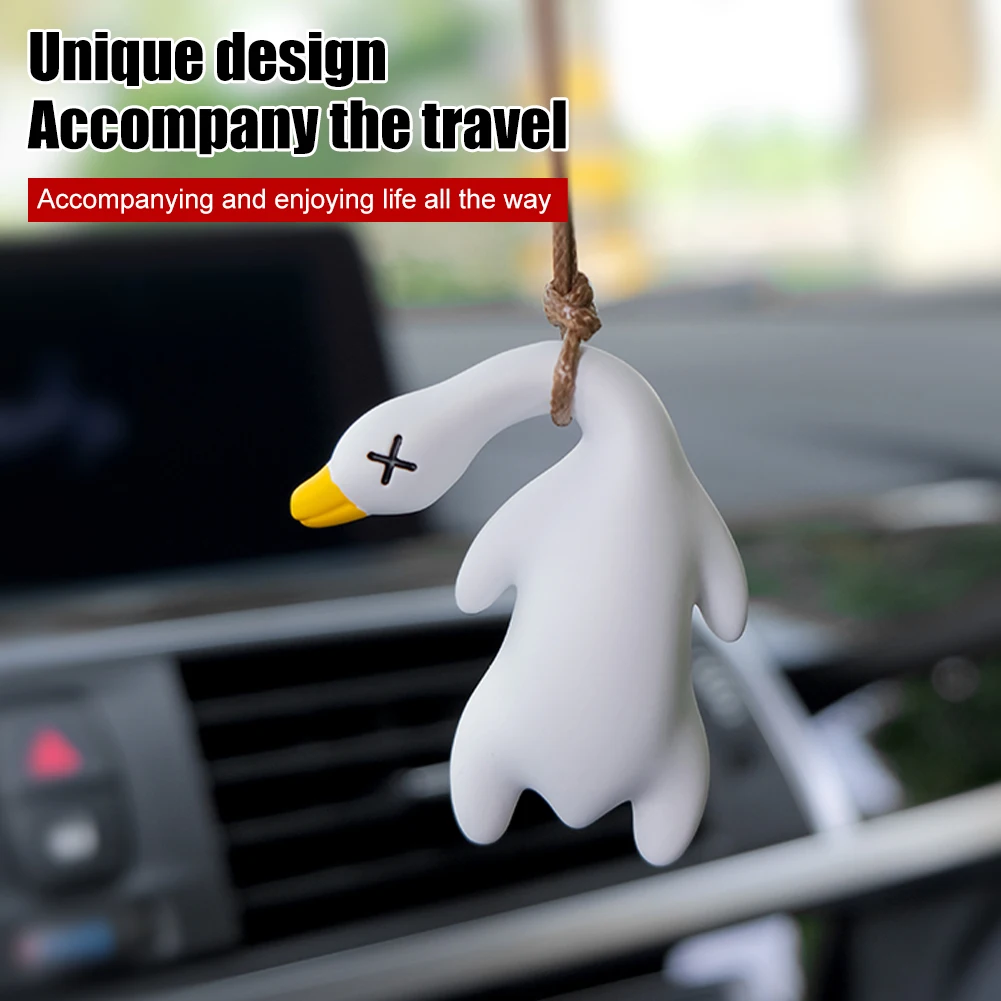 Funny Gypsum Roasted Duck Car Mirror Pendant Cartoon Cute Auto Interior Decoration Pendant For Car Products Interior Accessories