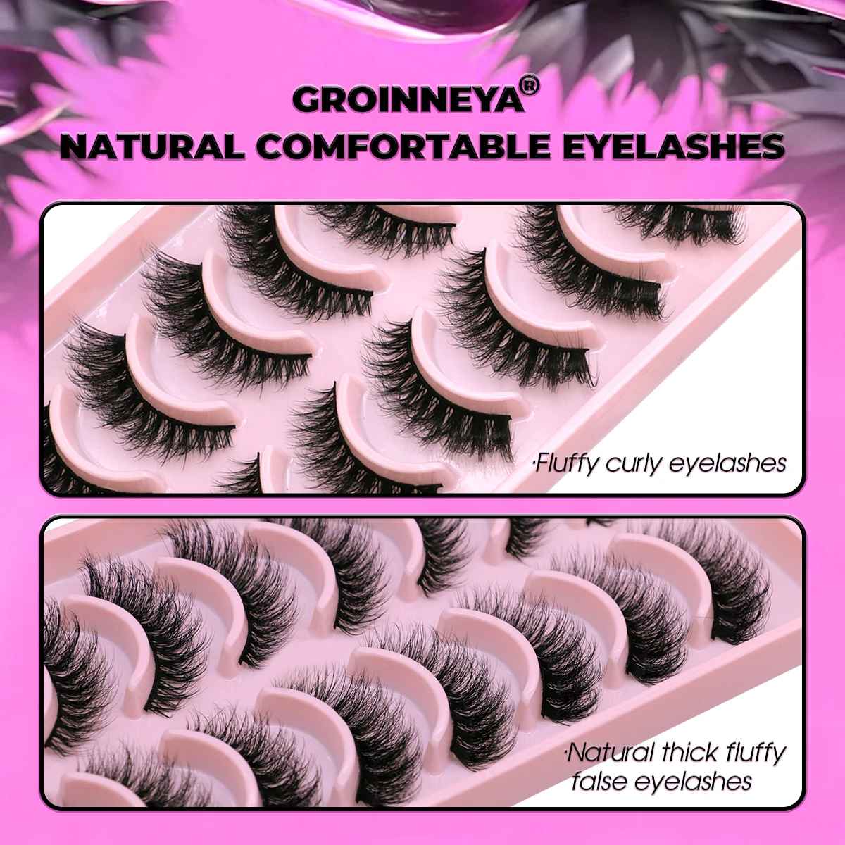 GROINNEYA 10 Pairs Eyelashes Cat Eye Lashes 3D Natural False Fluffy Wispy Natural Cross Eyelash Extension Makeup