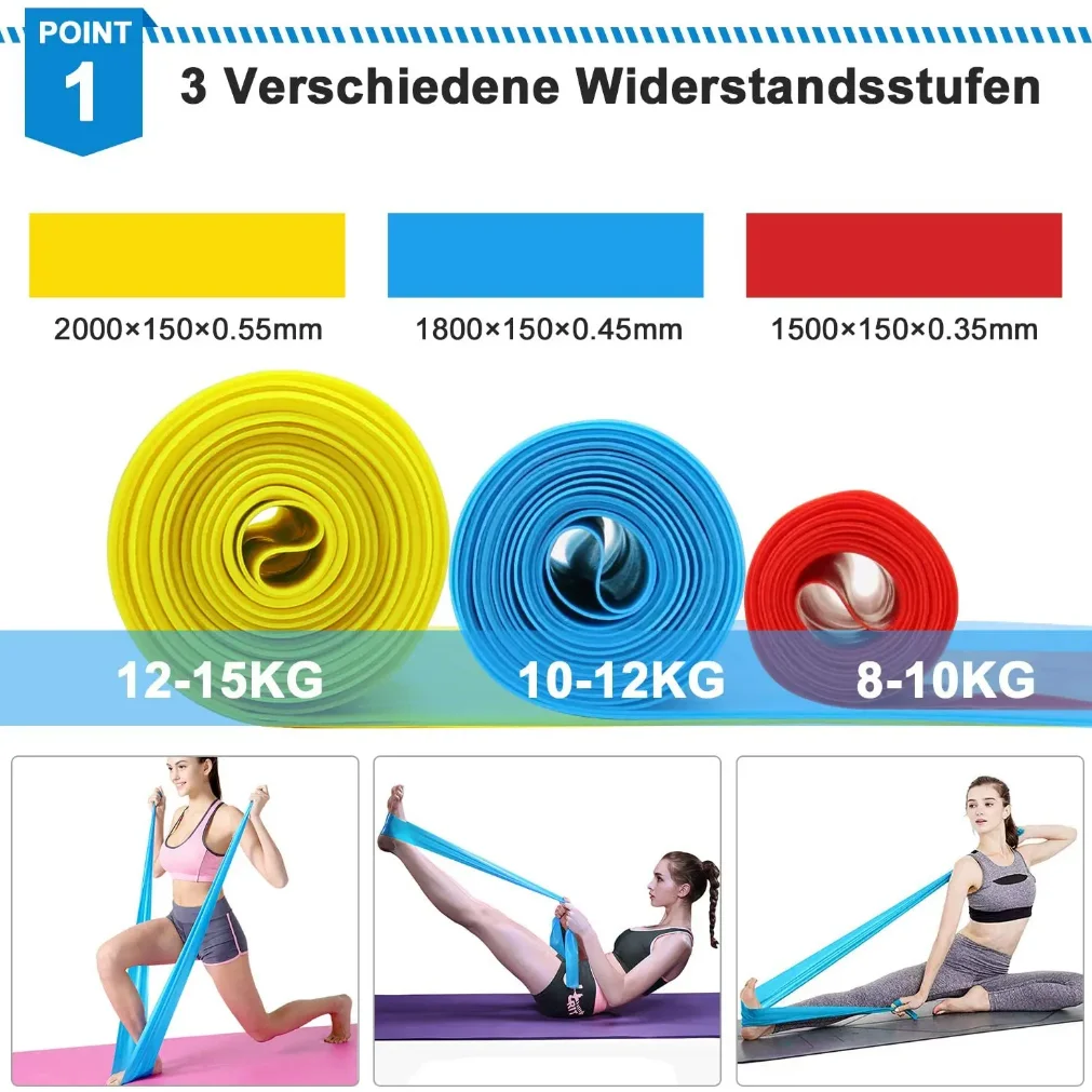 Elastic Fitness Bands 3Pcs Resistance Bands Elastic Fitness Tapes Yoga Pilates Crossfit Stretching Muscular Work Out Equipment
