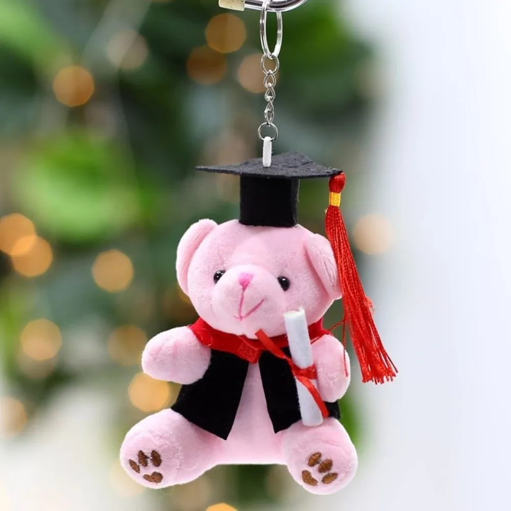 

Cartoon Cute Graduation Bear Soft Stuffed 12cm Bear Keychain Hanging Blessing Dr Bear Graduation Gift