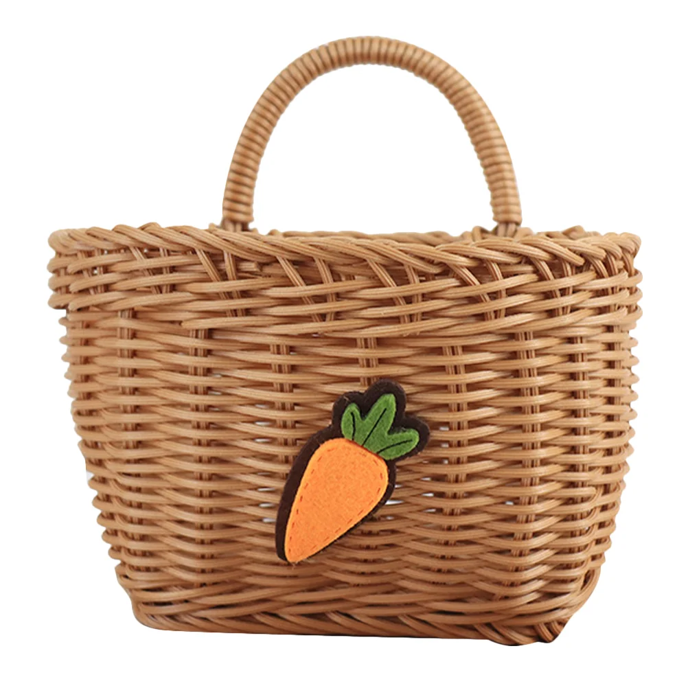 

Kitchen Storage Basket Wall Hanging Vegetable Fruit Baskets Woven for Flower Plastic Rattan Small