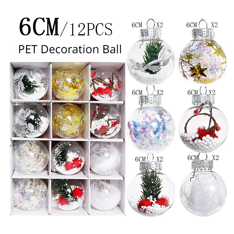 

Transparent Plastic Ball for Christmas Tree Pendant, PET, 6cm