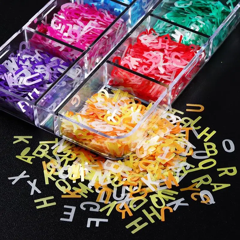 Holographic Glitter English Alphabet Flakes Resin Silicone Mold Filler Laser Letter Sequins For Epoxy Resin Filling Handmade DIY