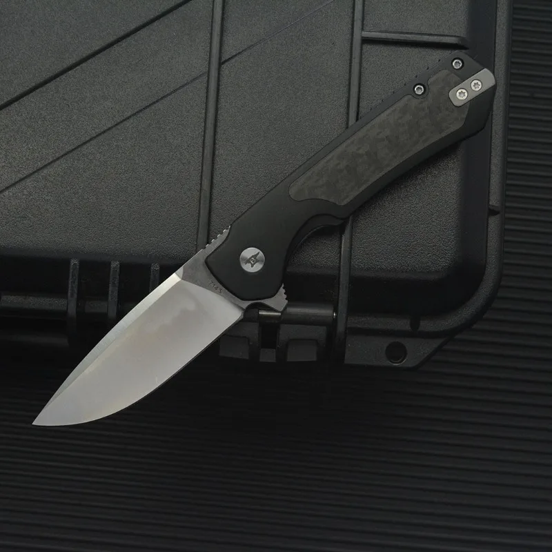 Nuovo 714 Coltello pieghevole da campeggio esterno D2 Lama in acciaio + manico in fibra di carbonio Tasca di sopravvivenza Caccia tattica Coltelli da frutta Strumenti EDC