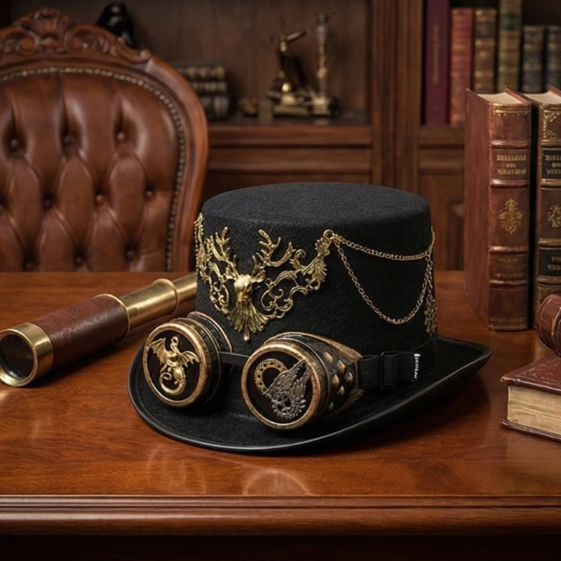 Fashion Felts Hat Halloween Costume Hat For Steam Gothic Outfits And Dressing Up
