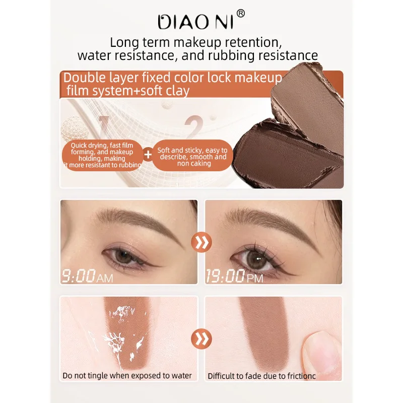 3-in-1 Double Ended Brow Pomade with Brush, Waterproof Eyebrow Pencil & Filler for Natural Defined Brows, All-in-One Brow Kit