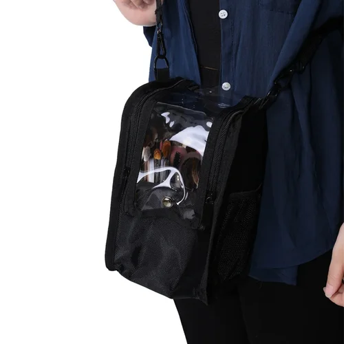 Imagen 2 del producto Neceser multifunción de gran capacidad de PU negro, riñonera para brochas de maquillaje con cinturón para artista de maquillaje profesional 2024