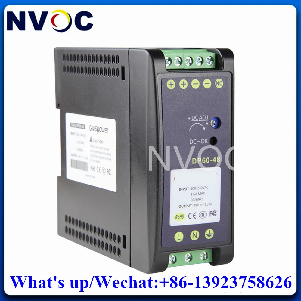 

48V/1.25A DIN Rail Mounted Industrial Power Supply, 60W POE SFP/Fiber Switch