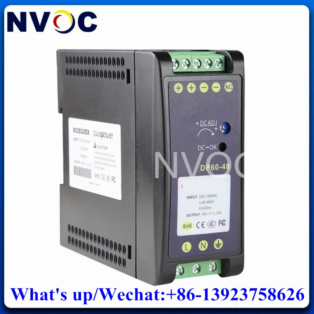 48V/1.25A DIN Rail Mounted Industrial Power Supply, 60W POE SFP/Fiber Switch