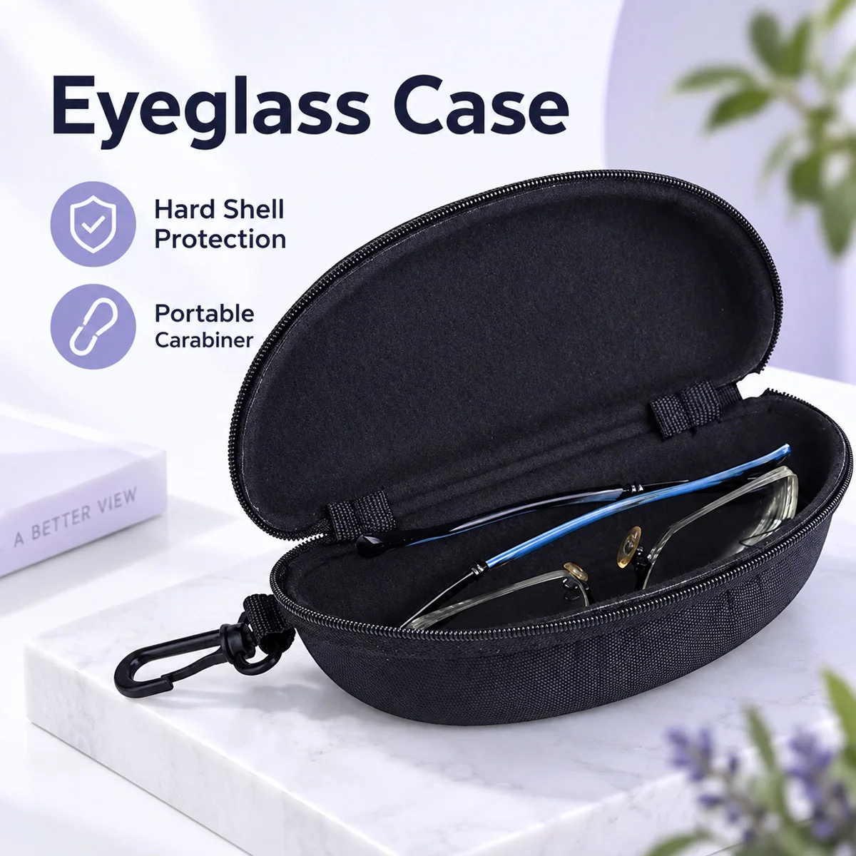 Universal Black Glasses Case Hard Shell Eyewear Protector Box Anti Scratch Sunglasses Holder Travel Storage Solution Home Suppli